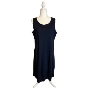 Eileen Fisher Linen Blend Black Sleeveless Midi Dress Size Medium